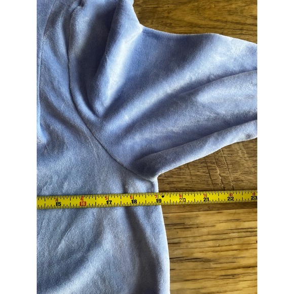 Appleseeds Blue Velour Overcoat House Coat Robe Sz Petite Med Full Zip - Picture 7 of 8